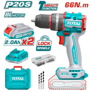 TALADRO TOTAL 20V BL 1/2 PERC 66Nm. 2BAT C/E UTIDLI20668