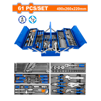 JUEGO HERRAMIENTAS CAJA METAL 61PCS WHS4B61P