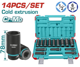 JUEGO CUBOS TOTAL IMPACTO 1/2″ 14PCS THKISD12143L