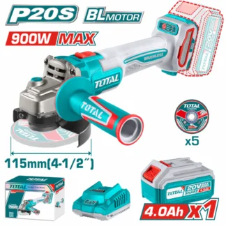 ESMERILADORA ANGULAR TOTAL 41/2 20V 900W 1BAT4AH, UTAGLI261521