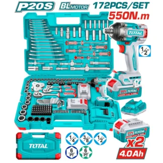 JUEGO HERRAMIENTAS TOTAL 172PCS C/PIST IMP 20V550NM, UTHKTHP41728