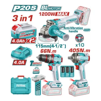COMBO TOTAL 20V 3PC PIST IMP+TALAD+ESMERIL,UTOSLI241291/UTCKLI20358